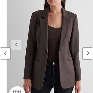 Express Columnist Shine Open Front Blazer - Espresso Brown